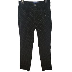 Talbots high-rise straight-leg black velvet,  gold dotted pants